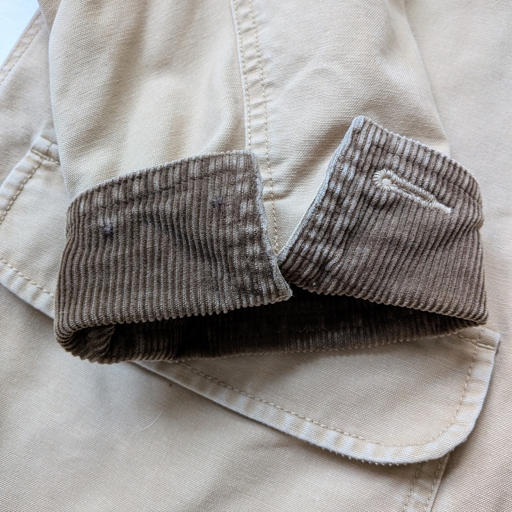 L.L. Bean Women's Tan Chore Coat Jacket with Brown Accents 100% Cotton Size M - Picture 10 of 12